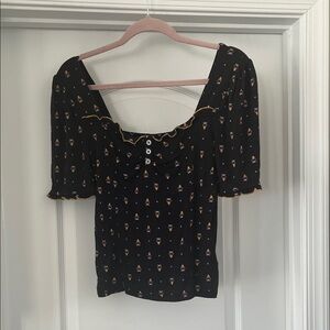 Black Floral Women's Top